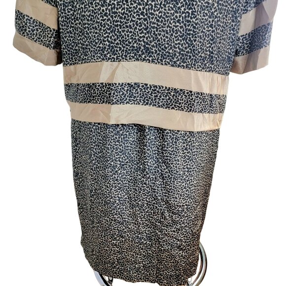 Vintage 70s Animal Print Set Women Plus 22 Black Gold Blouse Top Skirt Formal 2X - Picture 11 of 16